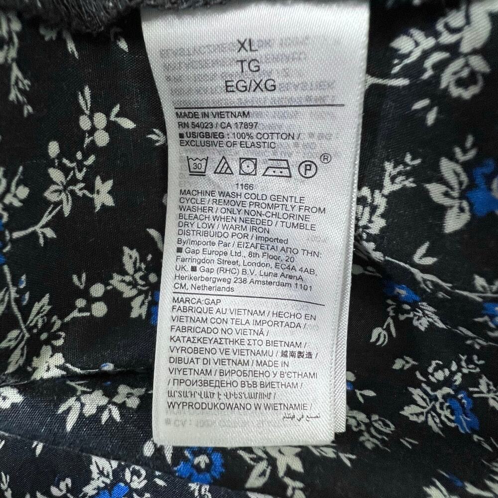 GAP Floral Midi Dress XL Navy Blue Smocked Waist - Picture 4 of 10